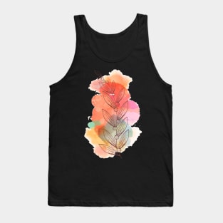 Hand Drawn Leaves with Color brush strokes Tank Top